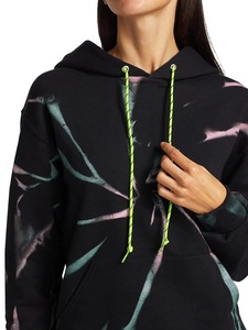 Sudadera con Capucha Tie Dye Personalizada para Mujer, Estampado en Espiral Negro, Sudadera con Bolsillo Canguro, Ropa Urbana, Venta al Por Mayor OEM - Product Image 3