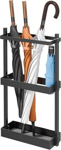 Modern Black Iron 3-Tier Wall-Mounted Umbrella Stand Rack with Slim <b>Gap</b> Storage for Entryway Porch & Kitchen - Product Image 3
