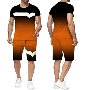 Style de rue grande taille respirant mode été 2 pièces survêtement costume t-shirt et ensemble court ensemble de sport décontracté pour hommes - Product Image 2