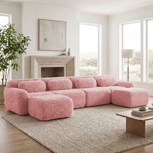 Divano Ergonomico a U Senza Struttura in Schiuma ad Alta Densità 32D con Fondo Antiscivolo, Combinazione Libera, Nessun Montaggio Richiesto, per Soggiorno - Product Image 3