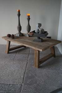 Table basse en bois rustique, meubles faits à la main de style farmhouse, décoration de style mid-century, bois naturel, maison de campagne - Product Image 4