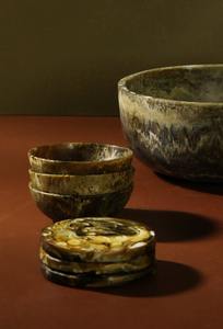 Handmade Yellow Resin Tea <b>Coasters</b> Square <b>Ceramic</b> and Plastic Set with Custom Logo for Coffee & Tea Accessories From India - Product Image 3