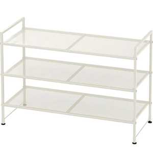 Elegant 3 Tier White Metal Shoe Rack Organizer with Decorative Curved Design for Women’s Footwear Storage - Product Image 3