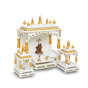Templo de madera hecho a mano Jodhpur pintado Pooja Ghar Mandapam para adoración sagrada de Diwali Mandir indio-Compre 1 y obtenga 2 cumpleaños gratis - Product Image 6