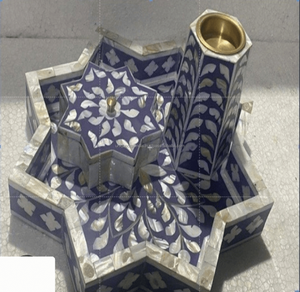 Bandeja de incienso de madera minimalista moderna, soporte de latón hecho a mano, juego de quemador de fragancia Árabe para el hogar pulido para los amantes de la estrella Bakhoor - Product Image 1