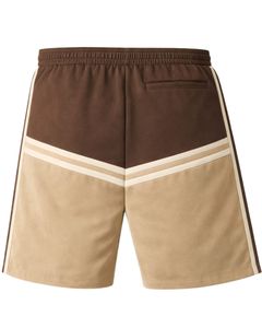 Brown And Khaki Color Block Mens Drawstring Shorts Zipper Pocket Casual Summer Beach <b>Athletic</b> Quick Dry Comfortable Shorts - Product Image 2