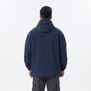 Veste coupe-vent à capuche pour homme, coupe ample, fermeture éclair, en nylon, décontractée, 100 % polyester, manches longues, épaules tombantes, hiver - Product Image 2
