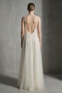 Vestido de Noche de Tul con Perlas de Lujo de Alta Demanda para Mujer, Corte A, Cuello Transparente, Vestido de Recepción Nupcial, Fabricante - Product Image 3