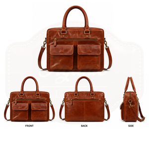 Premium Genuine Leather Hand Carry Laptop <b>Bag</b> for Men – Business Briefcase Computer Messenger <b>Bag</b> - Product Image 5