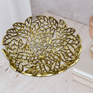 Plateau décoratif de table en aluminium personnalisé de luxe Plateau de décoration de Noël en métal en gros avec fini plaqué or - Product Image 1