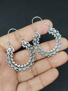 Oferta Especial: Par de Pendientes de Aro Vintage con Filigrana, Pendientes de Aro Tallados en Plata y Latón, Joyería al por Mayor - Product Image 3