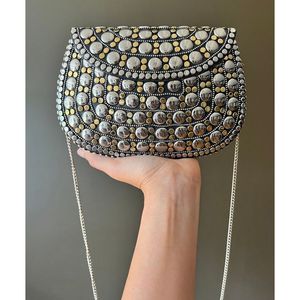 Vintage Antique <b>Silver</b> Women's Party <b>Clutch</b> Elegant Crystal Fashion Accessory - Product Image 6
