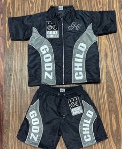 Wholesale Custom Two Piece Unisex Windproof Windbreaker Short <b>Jacket</b> 100% Nylon Satin Street wear Quick Dry Tracksuit Set - Product Image 1