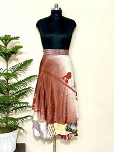 Vintage Sari Silk <b>Wrap</b> <b>Skirt</b> Handmade Reversible Maxi <b>Skirt</b> Women Beach Wear <b>Skirt</b> - Product Image 4