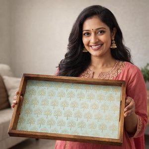 Serving <b>Tray</b> <b>Large</b> Rectangular Big Size Wood <b>Tray</b> |Kitchen Serving <b>Tray</b> Waterproof| | Wooden <b>Tray</b> - Product Image 3