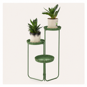 Support à fleurs en métal à 3 niveaux au design moderne, porte-plantes d'angle décoratif et peu encombrant, étagère de jardin vert menthe au meilleur prix - Product Image 1