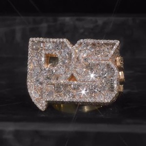 Anillo Personalizado con Iniciales y Diamantes Cultivados en Laboratorio VVS para Hombre, Anillo de Campeonato de Plata de Ley 925, Estilo Hip Hop, Venta al Por Mayor - Product Image 1