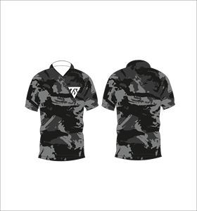 Camiseta polo con estampado de camuflaje abstracto en negro y gris para hombre, camiseta informal de manga corta para golf y verano - Product Image 3