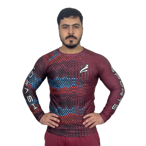เสื้อรัดกล้ามเนื้อแขนยาวสำหรับผู้ชาย ระบายอากาศได้ดี ผลิตจากโพลีเอสเตอร์ 100% แบบซับลิเมชั่น - Product Image 4