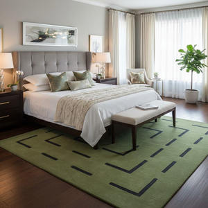 Tapis d'intérieur moderne en laine tuftée vert, tapis géométrique contemporain, tapis de luxe de designer, tapis sur mesure - Product Image 4