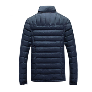 Chaqueta Acolchada para Hombre, Color Azul Marino, con Revestimiento, Cuello Alto, Cierre de Cremallera, Tejido de Lona Transpirable y Ecológico, Ropa Casual de Invierno - Product Image 2
