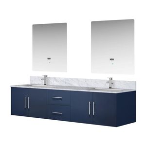 Navy Blue 80 In. W X 22 In. D Double Bath <b>Vanity</b> with Carrara Marble Top and 30 In. LED <b>Mirrors</b> Faucet Set Included - Product Image 4