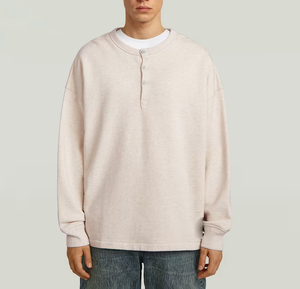 Men Oversized Knitted <b>Henley</b> Sweatshirt Solid Color Button Up Collar Casual <b>Long</b> <b>Sleeve</b> Autumn Wear - Product Image 5