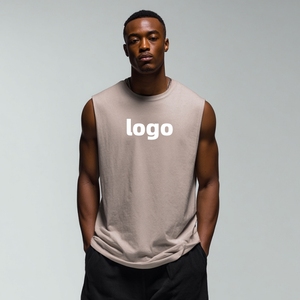 Custom <b>Men</b> <b>Tank</b> <b>Top</b> Underwear 100% Cotton Boxy Quality Oversized Sleeveless Gym <b>White</b> Tshirts - Product Image 1
