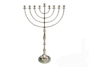 Ménorah artistique moderne à neuf branches, style arbre, avec accents dorés, pour Hanouka juive - Product Image 5