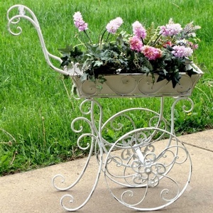 Support à plantes vintage en fer forgé à 3 niveaux, revêtement époxy, pour extérieur, décoration de jardin, porte-fleurs en métal avec capacité de 4 pots - Product Image 2