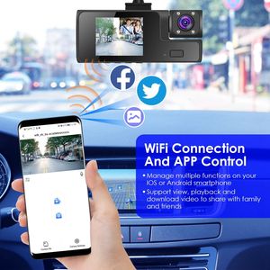 Telecamera da cruscotto WiFi FHD 1080P per auto, 3 canali (anteriore e posteriore), registrazione in loop e visione di retromarcia, grandangolo 170 gradi - Product Image 5