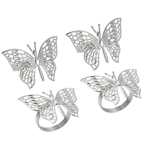 Anillos de Servilleta Metálicos Modernos con Acabado Plateado en Forma de Hoja para Vajilla de Restaurante y Suministros para Eventos Especiales - Product Image 5