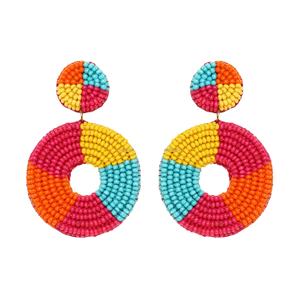 Boucles d'oreilles clous brodées soleil de haute qualité, tendance bohème, élégantes pour femme, bijoux de fête, en résine acrylique, pour mariage - Product Image 5