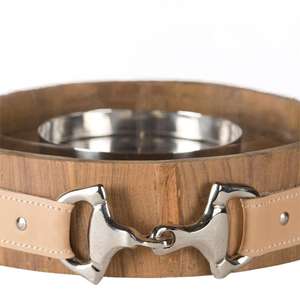 Bougeoir en verre avec base en bois, style rond en cuir façon mors de cheval, bougeoir hurricane en verre, décoration de table - Product Image 3