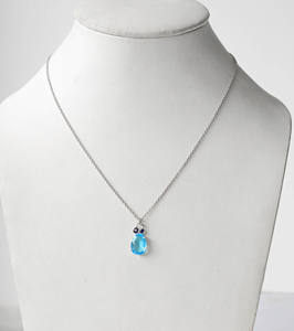 Collar con Colgante de Lágrima Hecho a Mano en Plata de Ley 925 con Topacio Azul Niebla Matutina y Aventurina Verde Brillante - Product Image 5