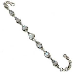 Genuine Rainbow Moonstone Bracelet 925 <b>Solid</b> Sterling Silver Natural Gemstone Jewelry For Women Elegant Gift - Product Image 3