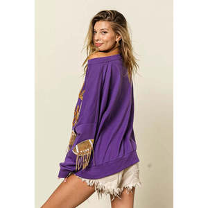 เสื้อฮู้ดผู้หญิง Veloro สีม่วง/ทอง ไซส์ S สำหรับวันแข่งขัน พร้อมปักเลื่อมลายฟุตบอล - Product Image 6