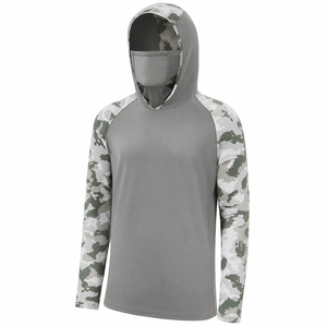 Wholesale UV Protection Custom Performance Winter Hooded Fishing <b>Shirt</b> with <b>Face</b> Mask | 100% Cotton Sleeve Hoodie - Product Image 1