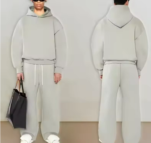 Ensemble de survêtement unisexe à capuche imprimé vert, 100 % coton, coupe classique, couleur unie, tenue décontractée, poches latérales, taille élastique - Product Image 4