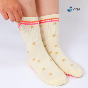 <b>Custom</b> Shimmer 100% Cotton Breathable Pilates <b>Grip</b> <b>Socks</b> with Anti-Slip <b>Grip</b> Bottom for Yoga Pilates Studios - Product Image 1