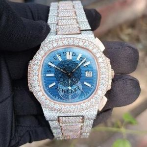 Splendide montre analogique à quartz pour homme, boîtier carré en moissanite/argent, cadran en strass, verre saphir, mouvement ETA – Cadeau de luxe - Product Image 1