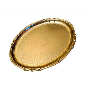 Wholesale Creative Quality Gold Plated Oval Serving Tray Engraved Metal Decorative Platter For Food Serving & Home Decor Sale - Product Image 1