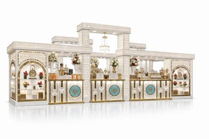 King International Classic Luxury Modern Stainless Steel White Gold <b>Decorative</b> Buffet Counter <b>Arch</b> | Premium Hotel Outdoor - Product Image 1