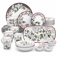 Collection de vaisselle classique bleue à motifs floraux, vaisselle durable pour les hôtels, les restaurants, les buffets, la restauration, la maison, ensemble de vaisselle en mélamine