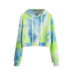 Sudadera Corta con Capucha Tejida con Efecto Tie Dye, Manga Regular, Corte Regular, Unisex, Informal, de Invierno, Poliéster/Algodón - Product Image 1