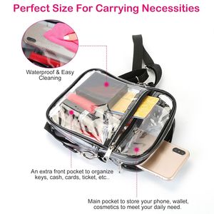 Sac à bandoulière transparent pour femme, approuvé pour les stades, petit sac à main transparent avec fermeture éclair, sac de poitrine transparent - Product Image 6