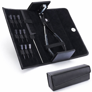 Premium Stainless Steel Tape-In Hair Extension Pliers Kit Waterproof Black Includes Tail Comb Sectioning <b>Clips</b> for Salon Use - Product Image 1