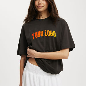 Camiseta de Mujer de Alta Calidad, 100% Algodón, 240GSM, Ligera, Corte Regular, Estilo Urbano, con Apliques y Logotipo Personalizado Impreso para Verano - Product Image 6