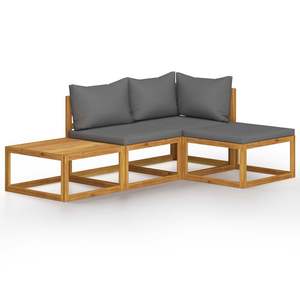 Ensemble de salon de jardin en bois d'acacia massif gris foncé avec finition huilée, meubles d'extérieur durables et élégants - Product Image 2