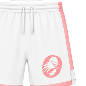 White Coral <b>Pink</b> Rugby <b>Shorts</b> Elastic Waist Drawstring Team Uniform Custom Breathable Training Athletic Sportswear Performance - Product Image 3